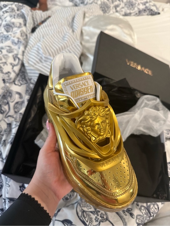 Versace Shoes - Versace Metallic Gold Medusa Platform Sneaker